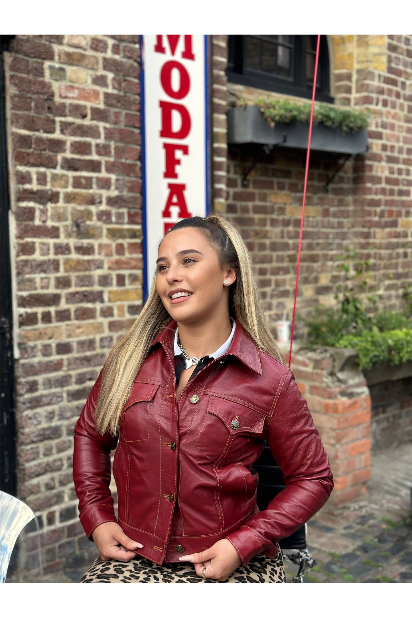 Women's Leather Burgundy - Trucker Jacket