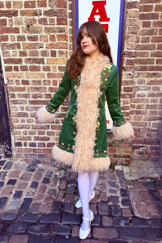 Penny Lane Fur Collar Clover - Coat