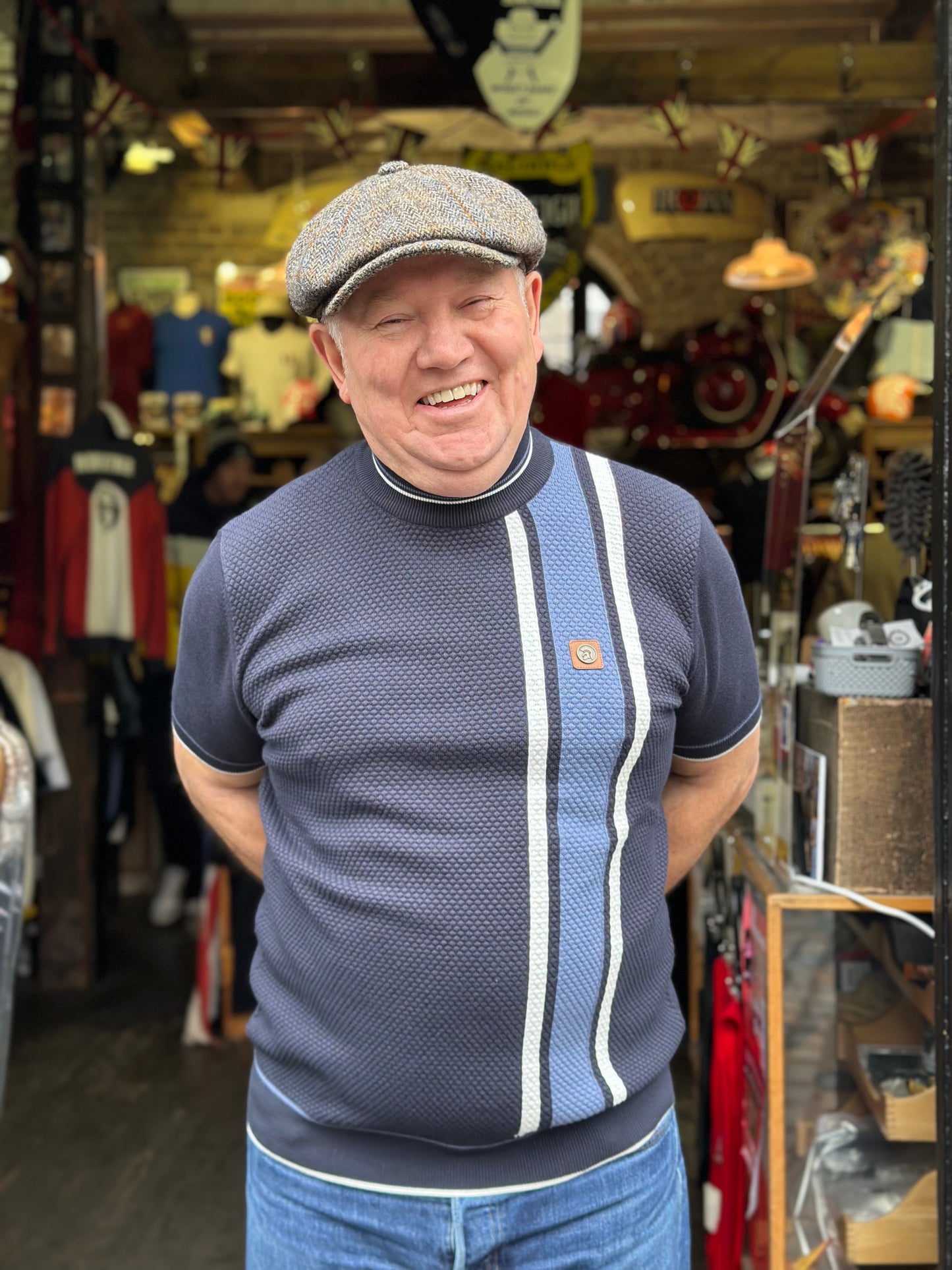 Textured Stripe Navy - Turtle Neck