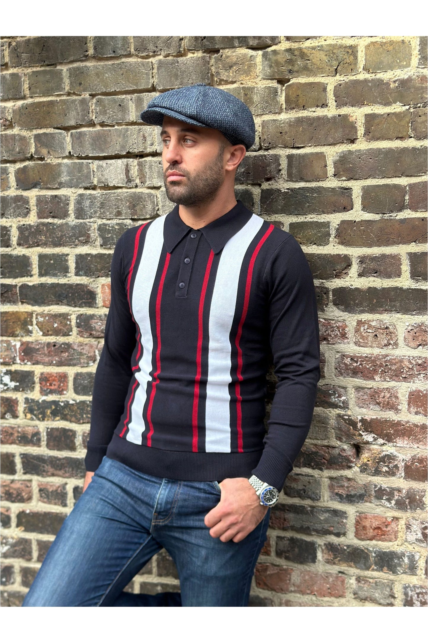 The 'Mario' Navy Blue - Polo Knit