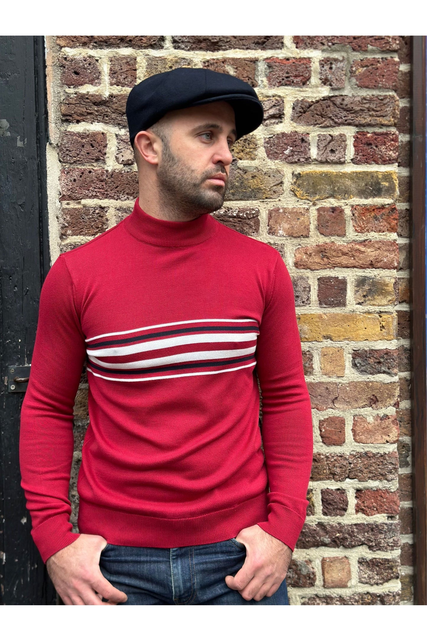 Knebworth Border Stripe Blood - Turtle Neck