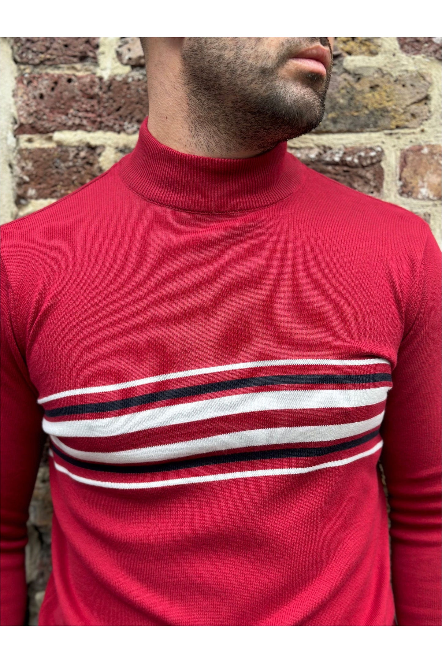 Knebworth Border Stripe Blood - Turtle Neck