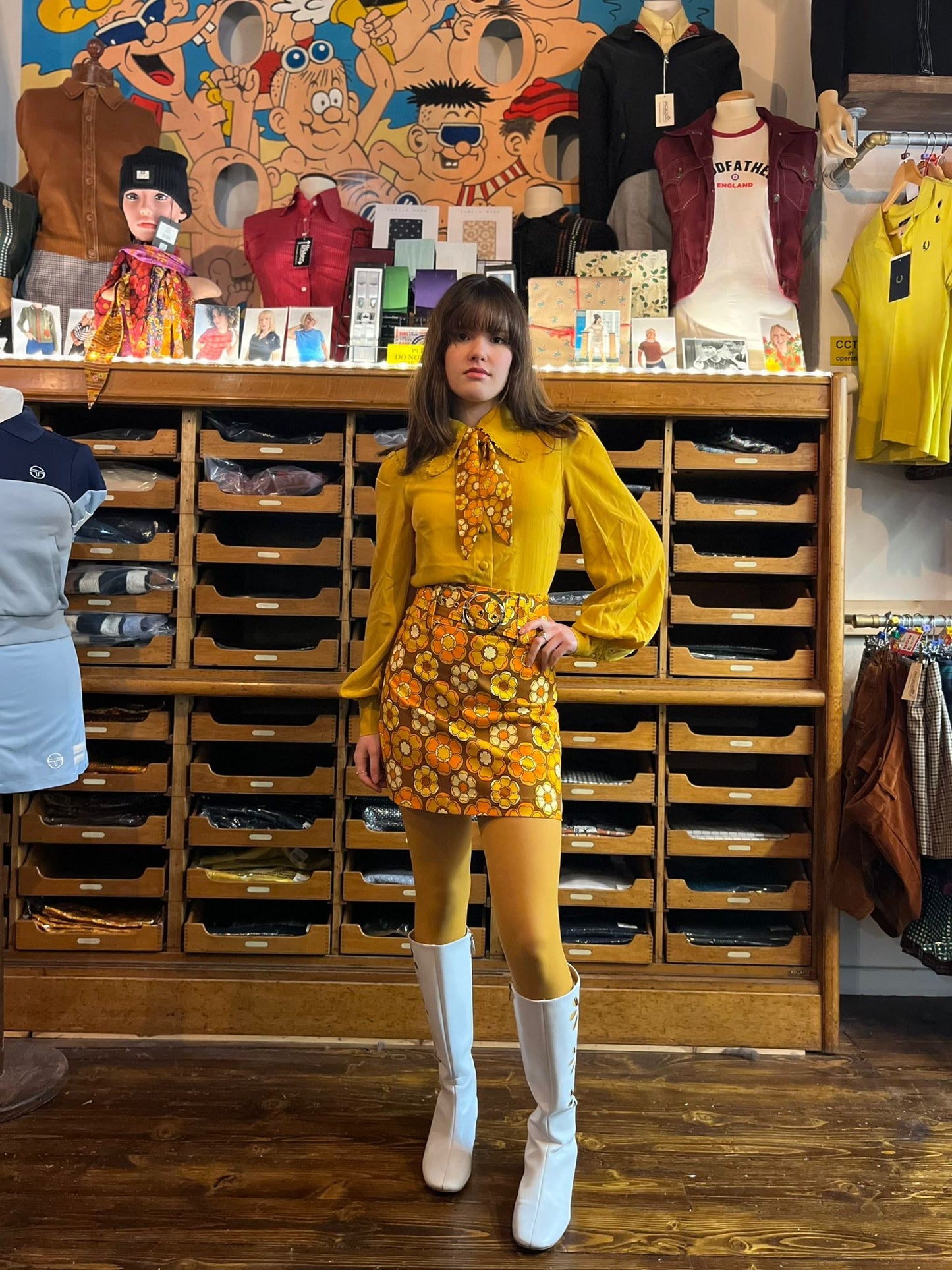 Exclusive 'Marianne' Mustard Flower Tipped Collar - Blouse