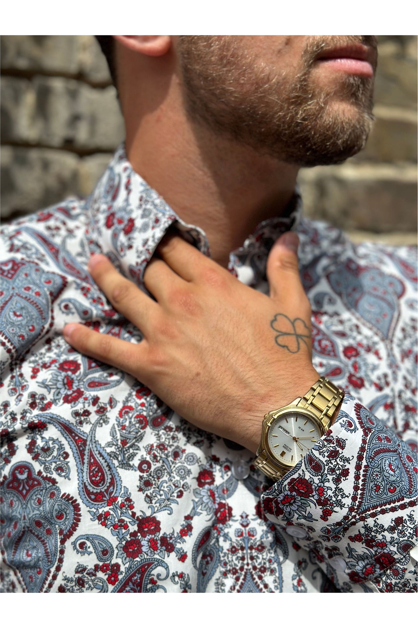PS28 Old English White & Red Paisley - Shirt