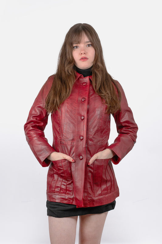 The "Avery" Oxblood - Leather Jacket