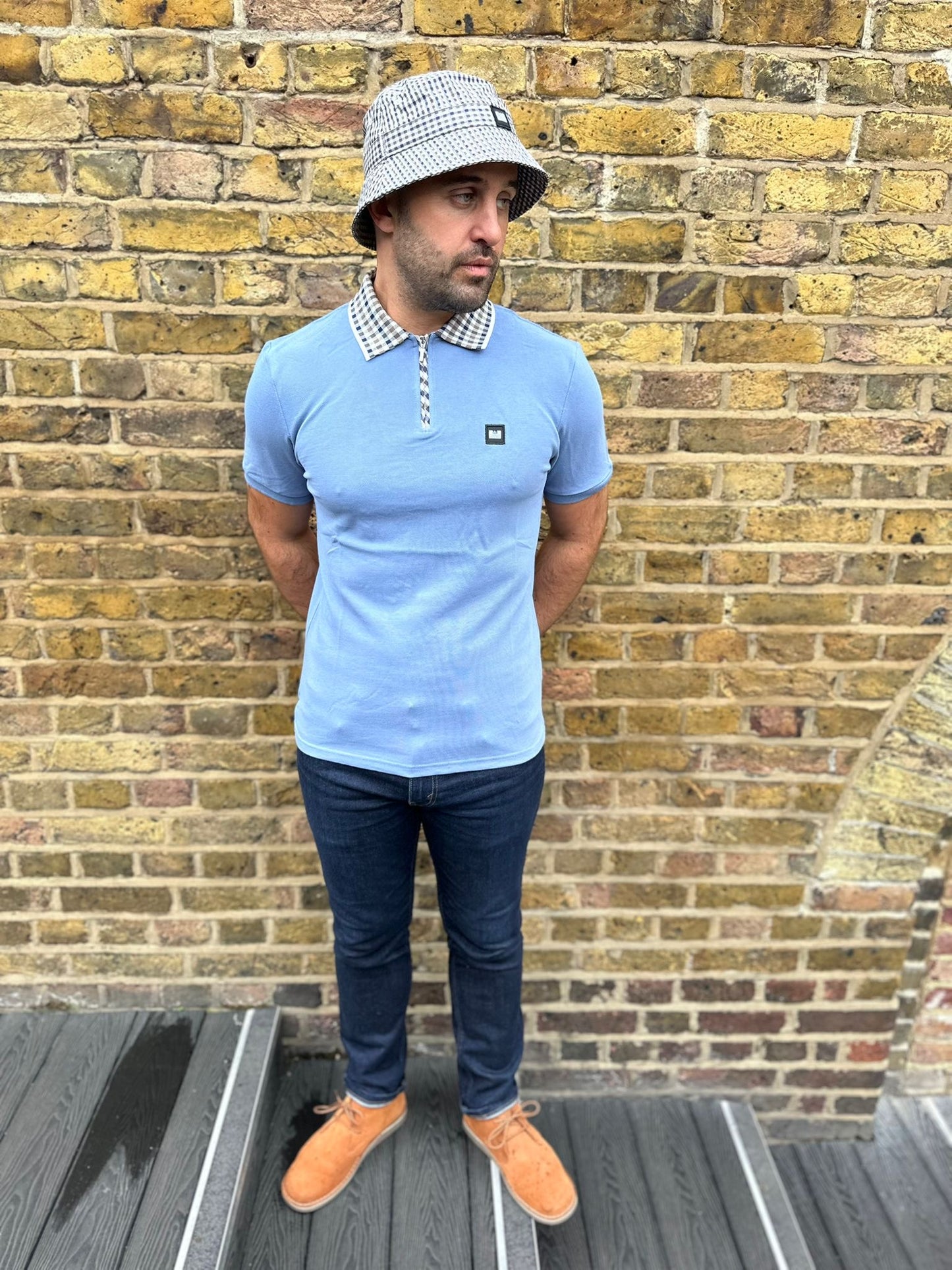 Lachine Jacquard Rib Collar Blue Shadow - Polo