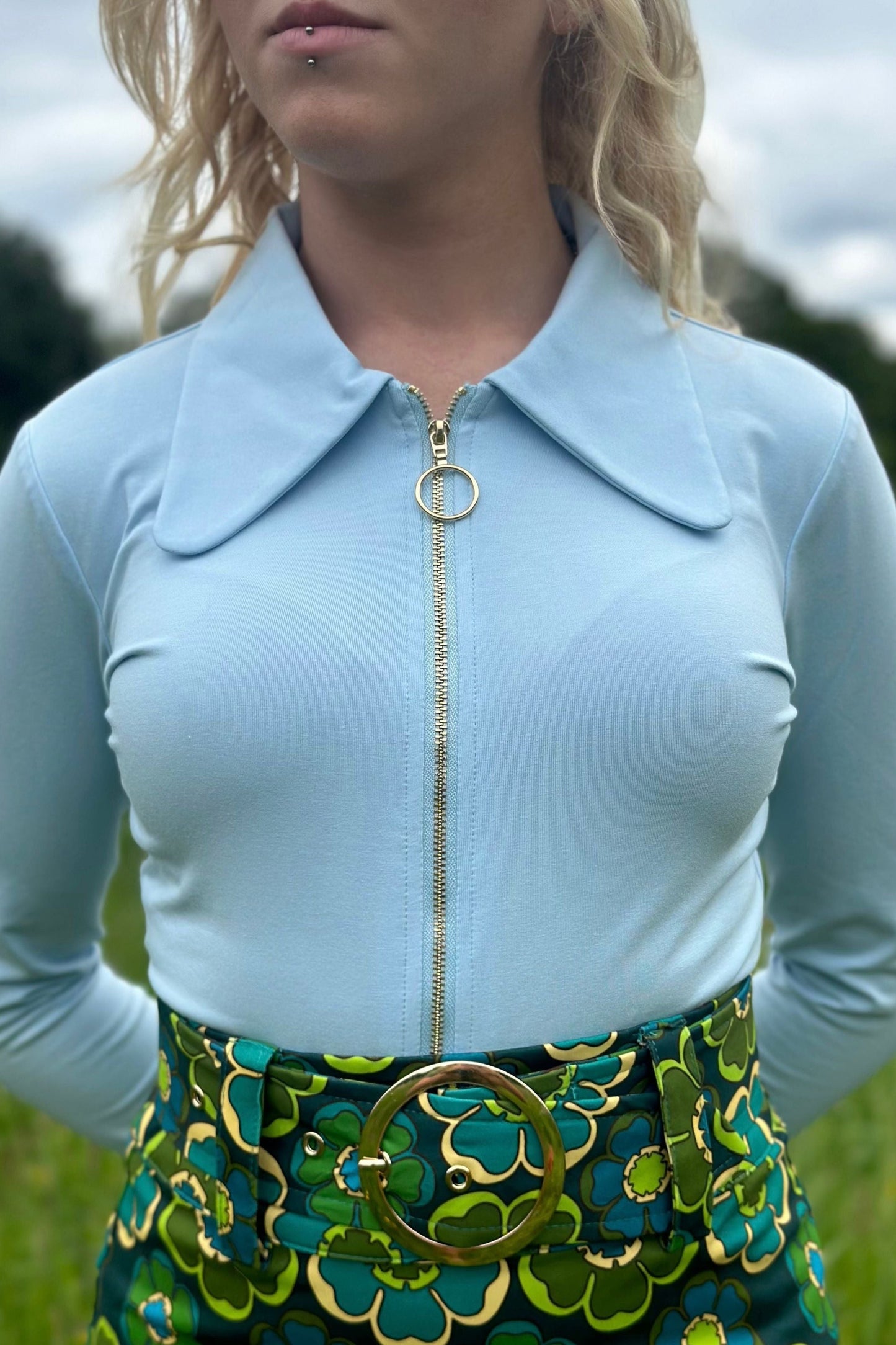 Exclusive 'Jagger' Dagger Collar Sky Blue - Shirt