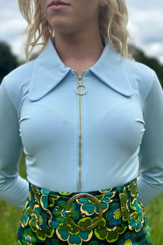 Exclusive 'Jagger' Dagger Collar Sky Blue - Shirt