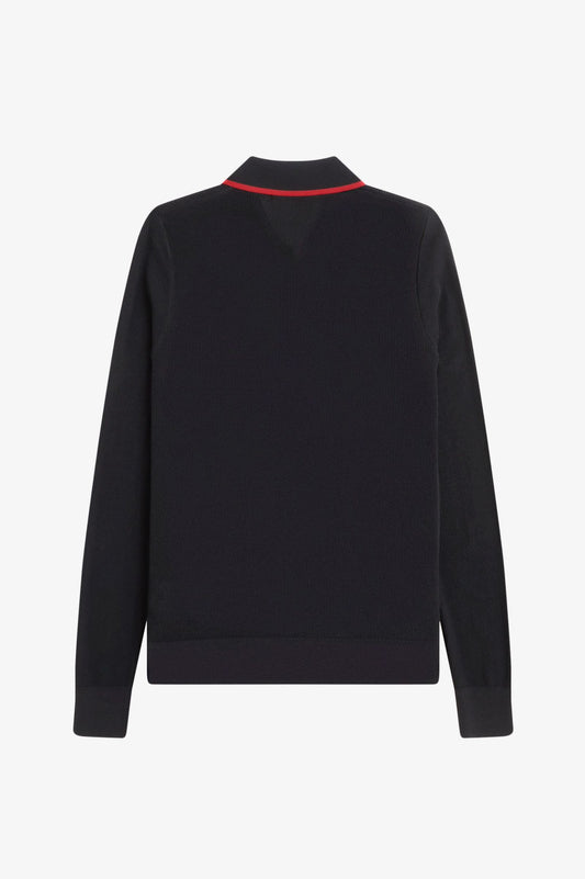 K1135 Black Ribbed Knitted LS - Polo