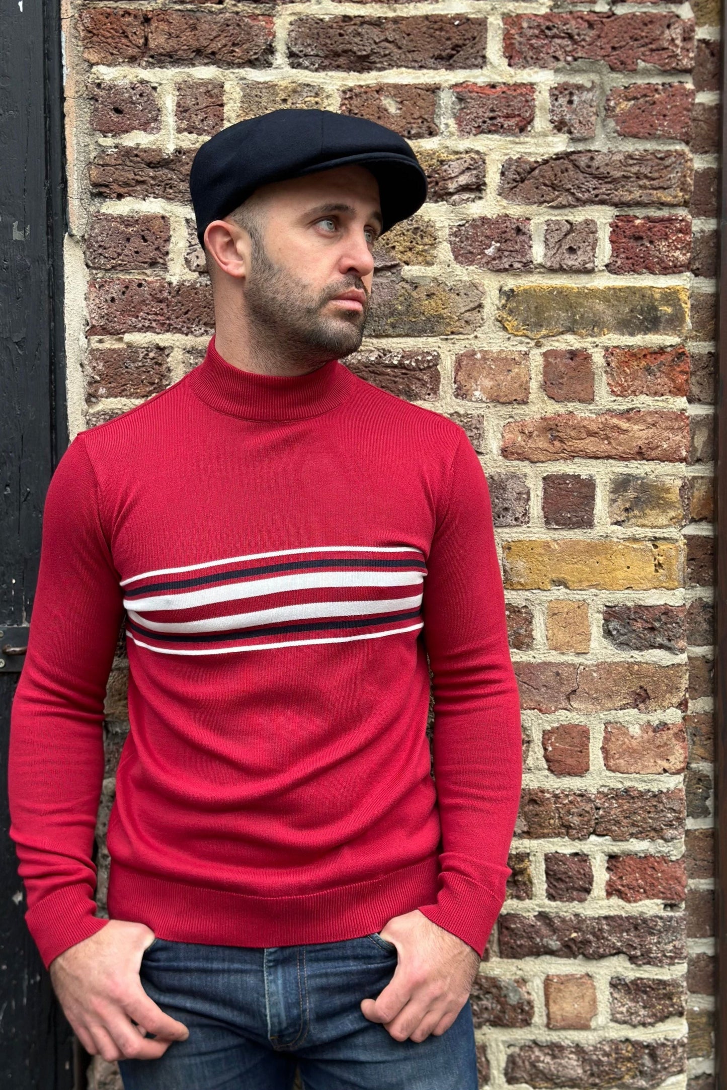 Knebworth Border Stripe Blood - Turtle Neck