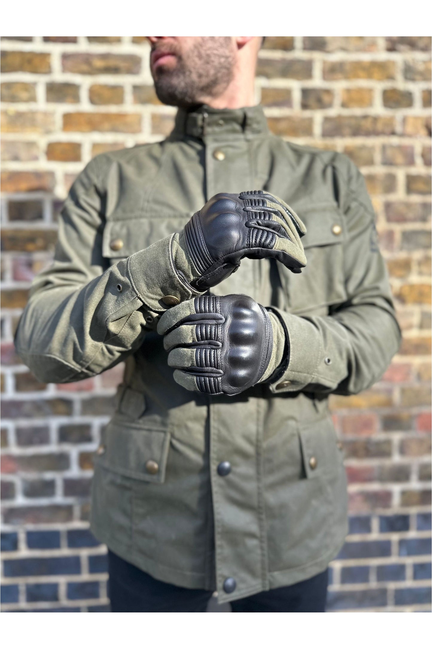 Hampstead Forest Green/Black Motorcycle - Leather Glove