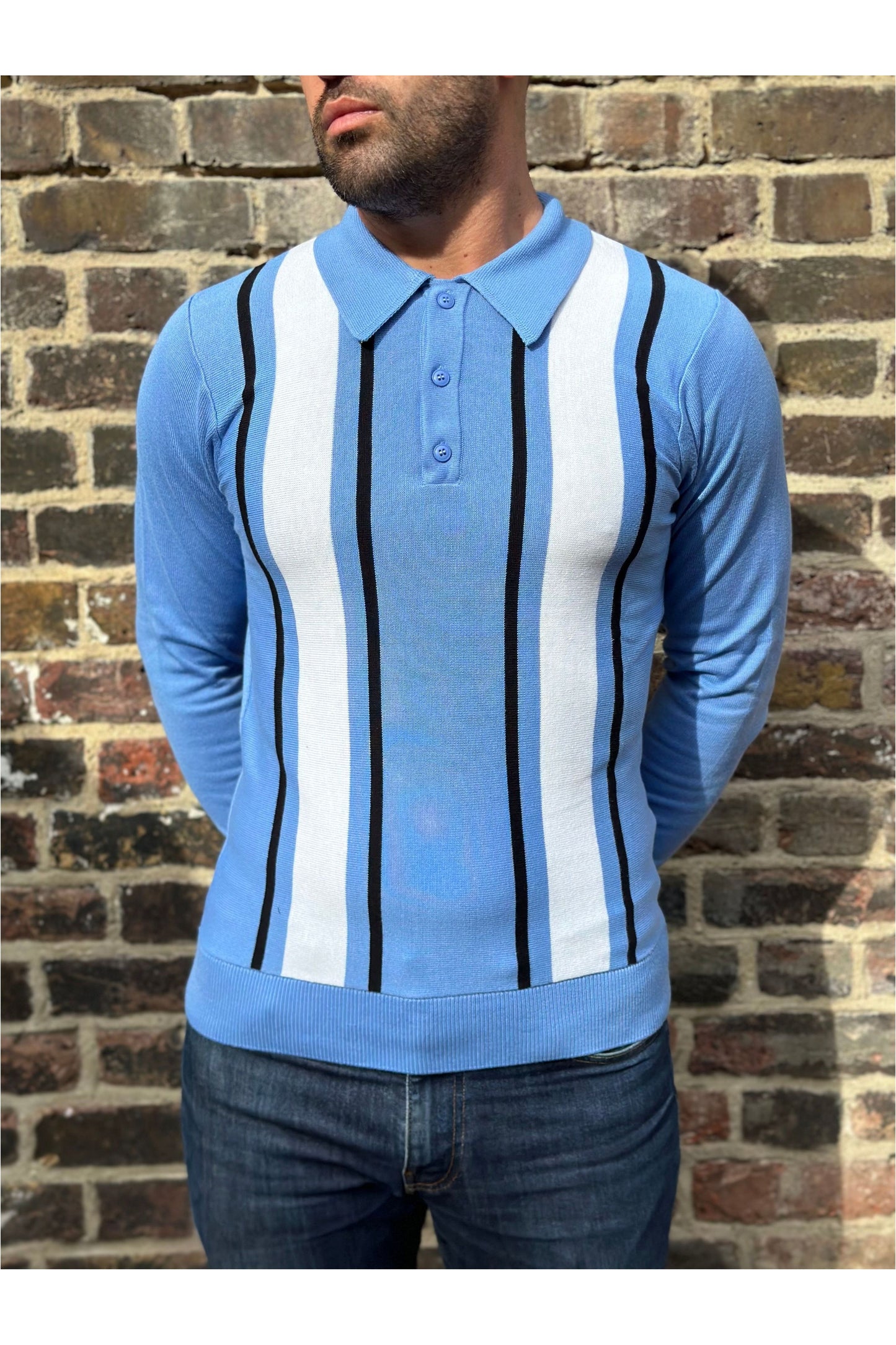 The 'Mario' Marina Blue - Polo Knit