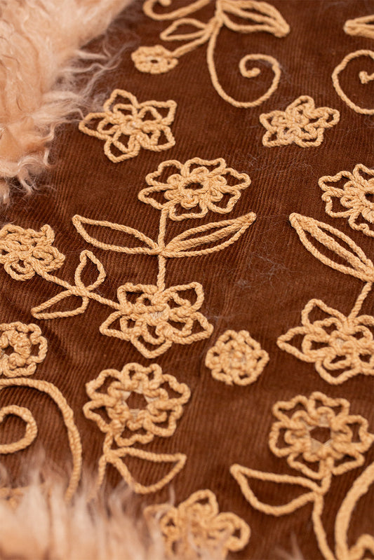 Whiskey Embroidered Fur Collar - Waistcoat