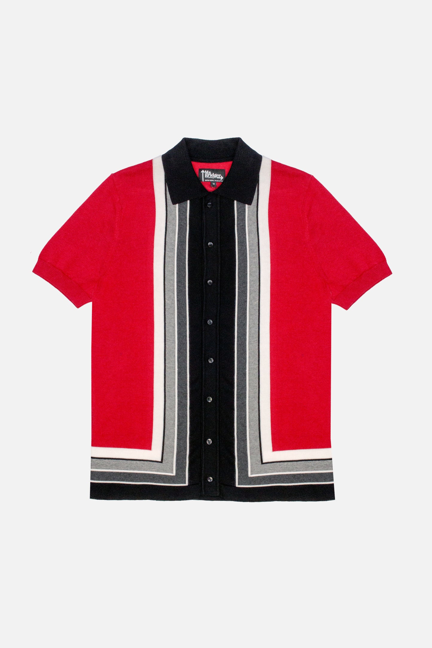 Curtis Graduated Stripe ‘Blood Red’ - Polo Knit