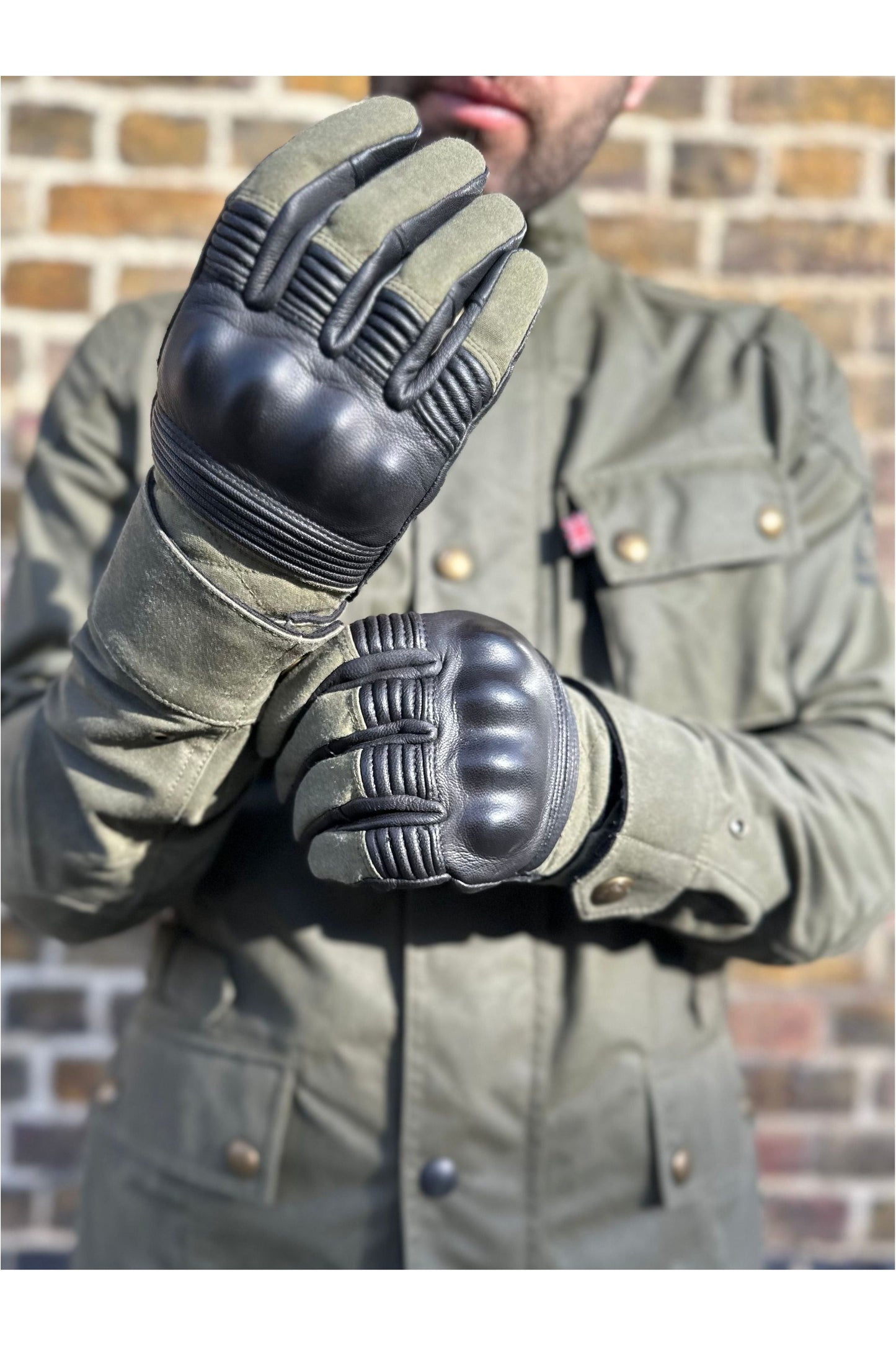 Hampstead Forest Green/Black Motorcycle - Leather Glove