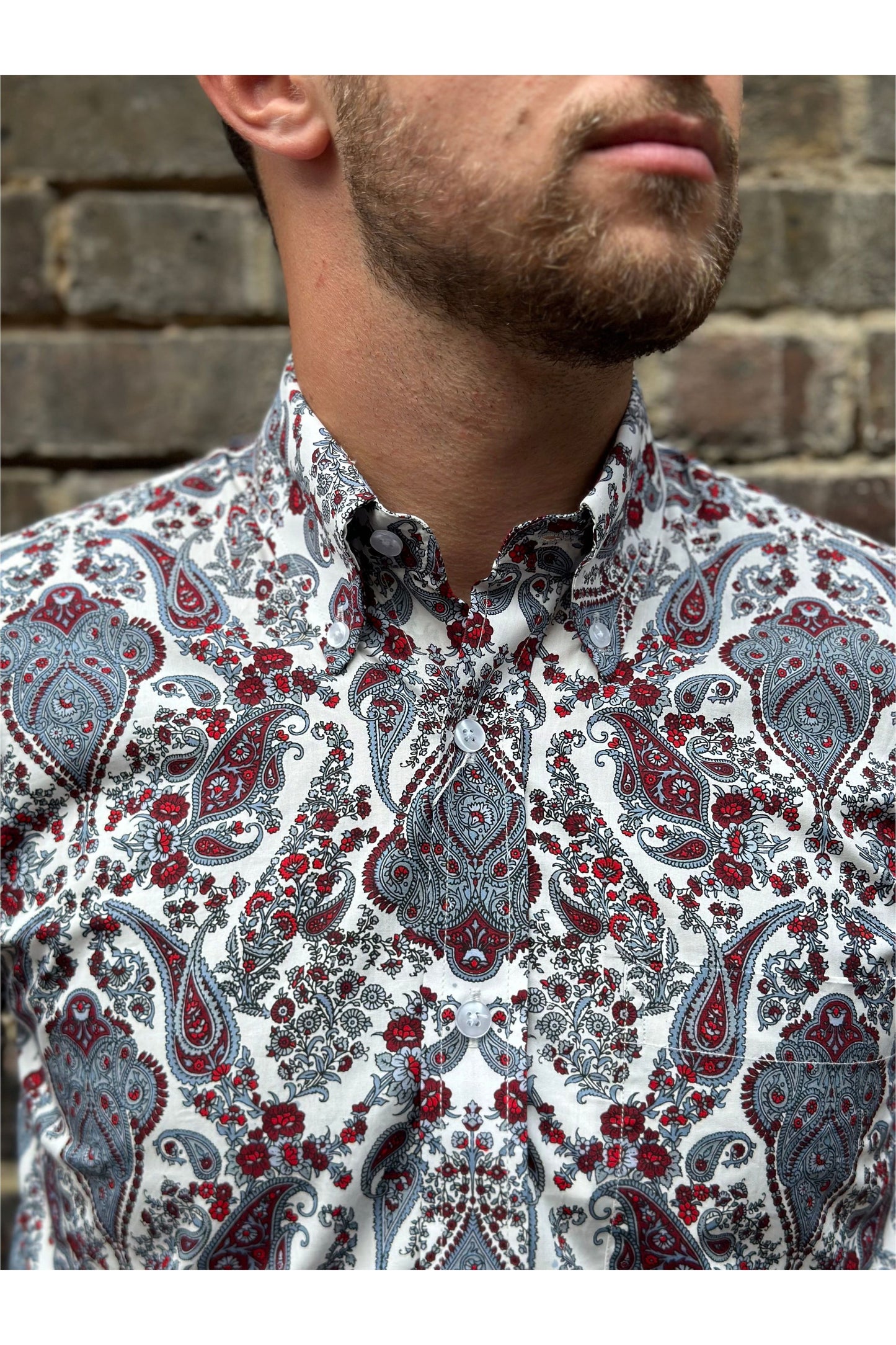 PS28 Old English White & Red Paisley - Shirt