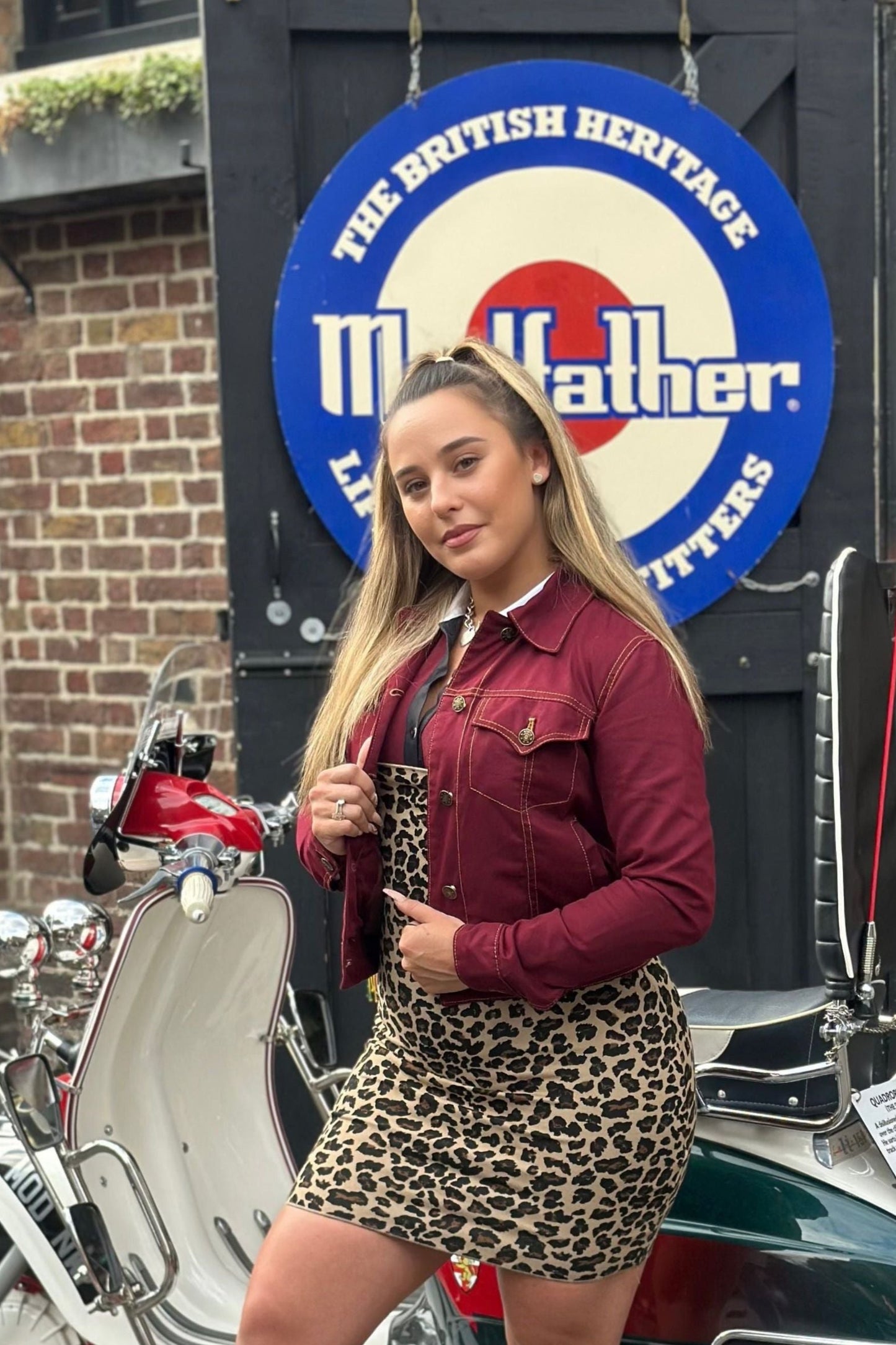 Women's Twill Maroon Peach Hart - Trucker Jacket