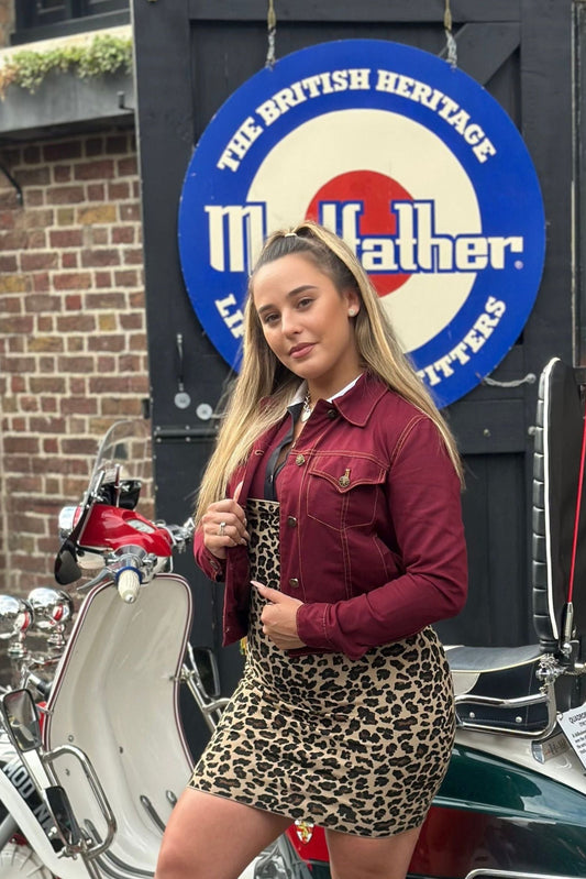 Women's Twill Maroon Peach Hart  - Trucker Jacket