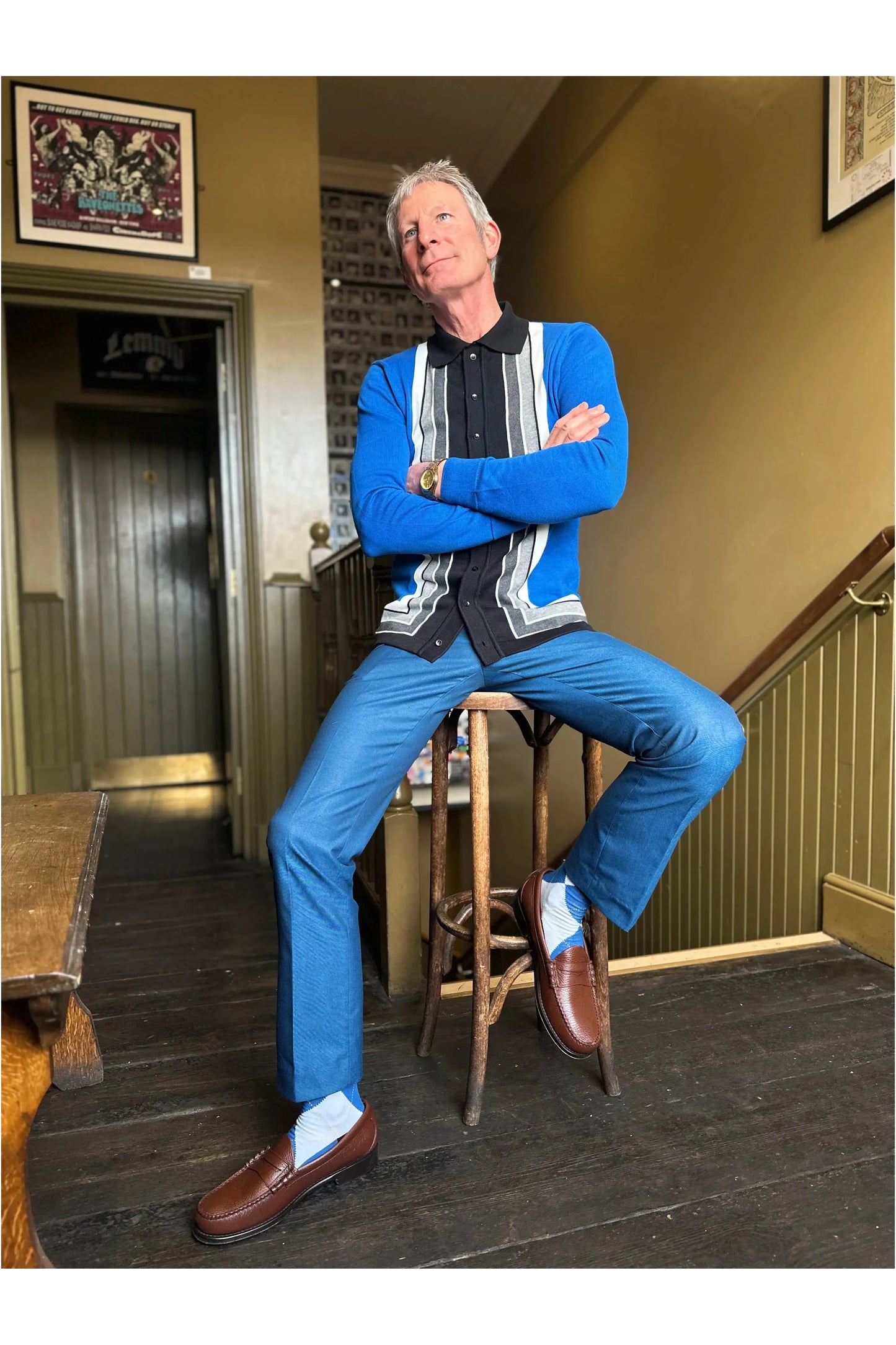 Curtis Graduated Stripe ‘Royal Blue’ - Polo Knit