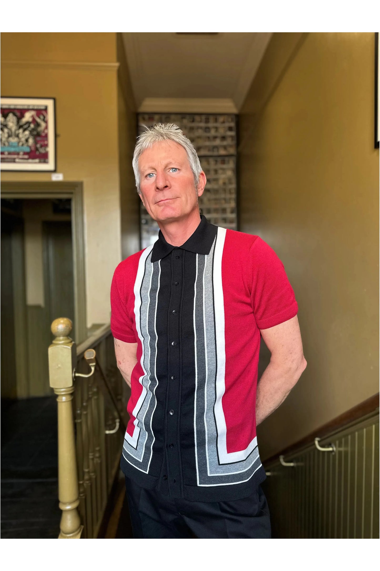 Curtis Graduated Stripe ‘Blood Red’ - Polo Knit