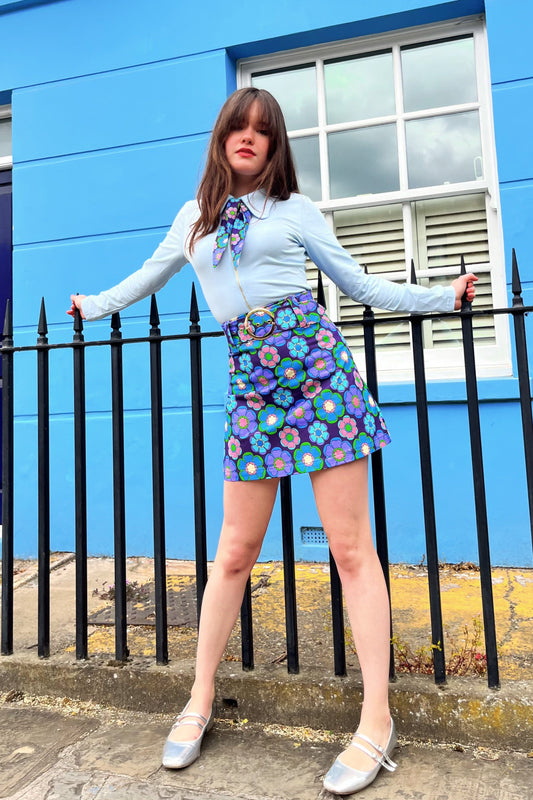 Exclusive 'Cher' Mod Blossom Blue - Skirt