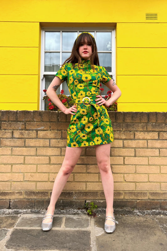Exclusive 'Lulu' Ivy Green Sunflower - Dress