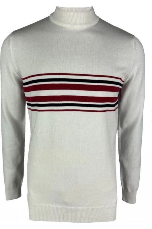 Knebworth Border Stripe Ecru - Turtle Neck
