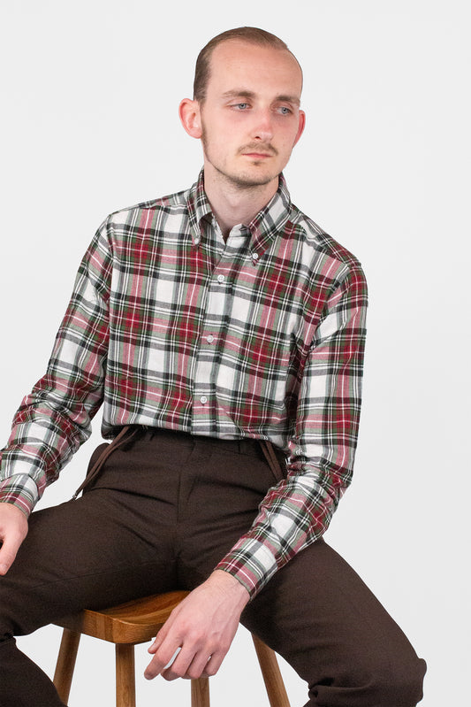 Haywood Madras White/Forest Green/Cherry Red Check - Shirt