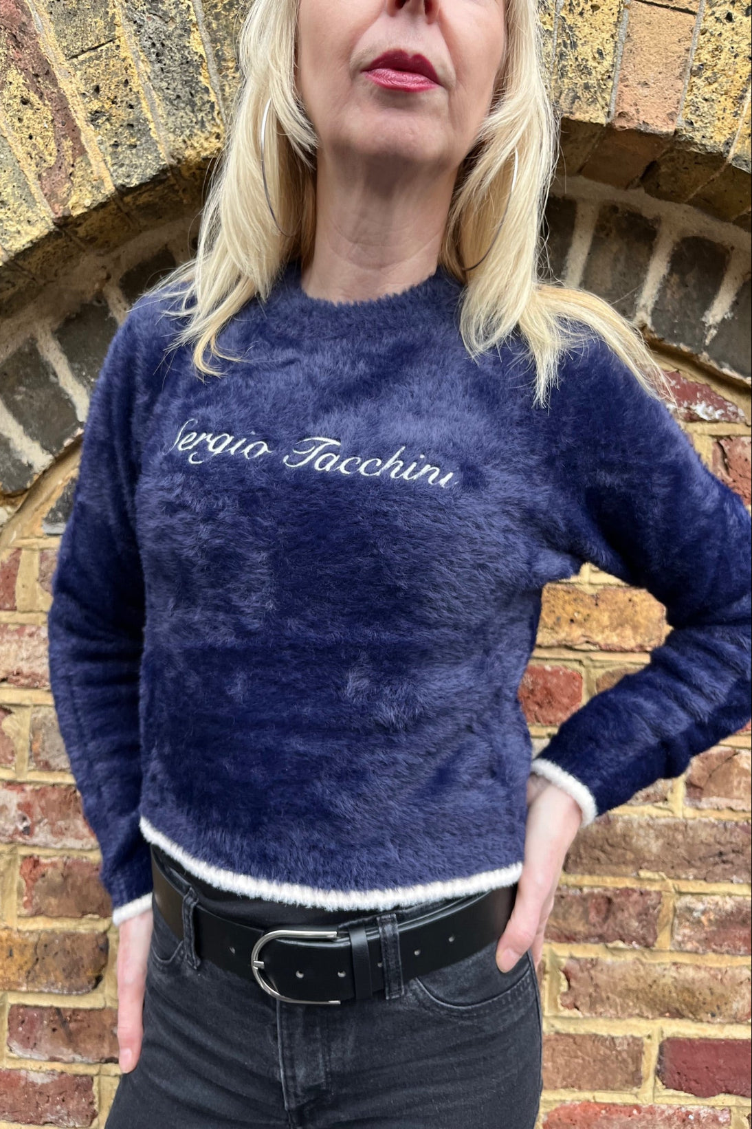 Helena Maritime Blue Brushed Crew Neck - Jumper