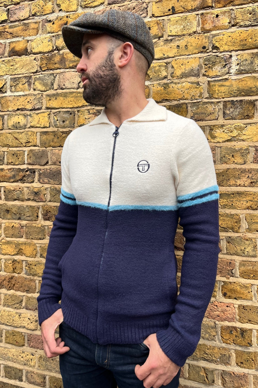 Orion Bitter Gardenia / Milky Blue / Maritime Blue Brushed Knit - Track Top