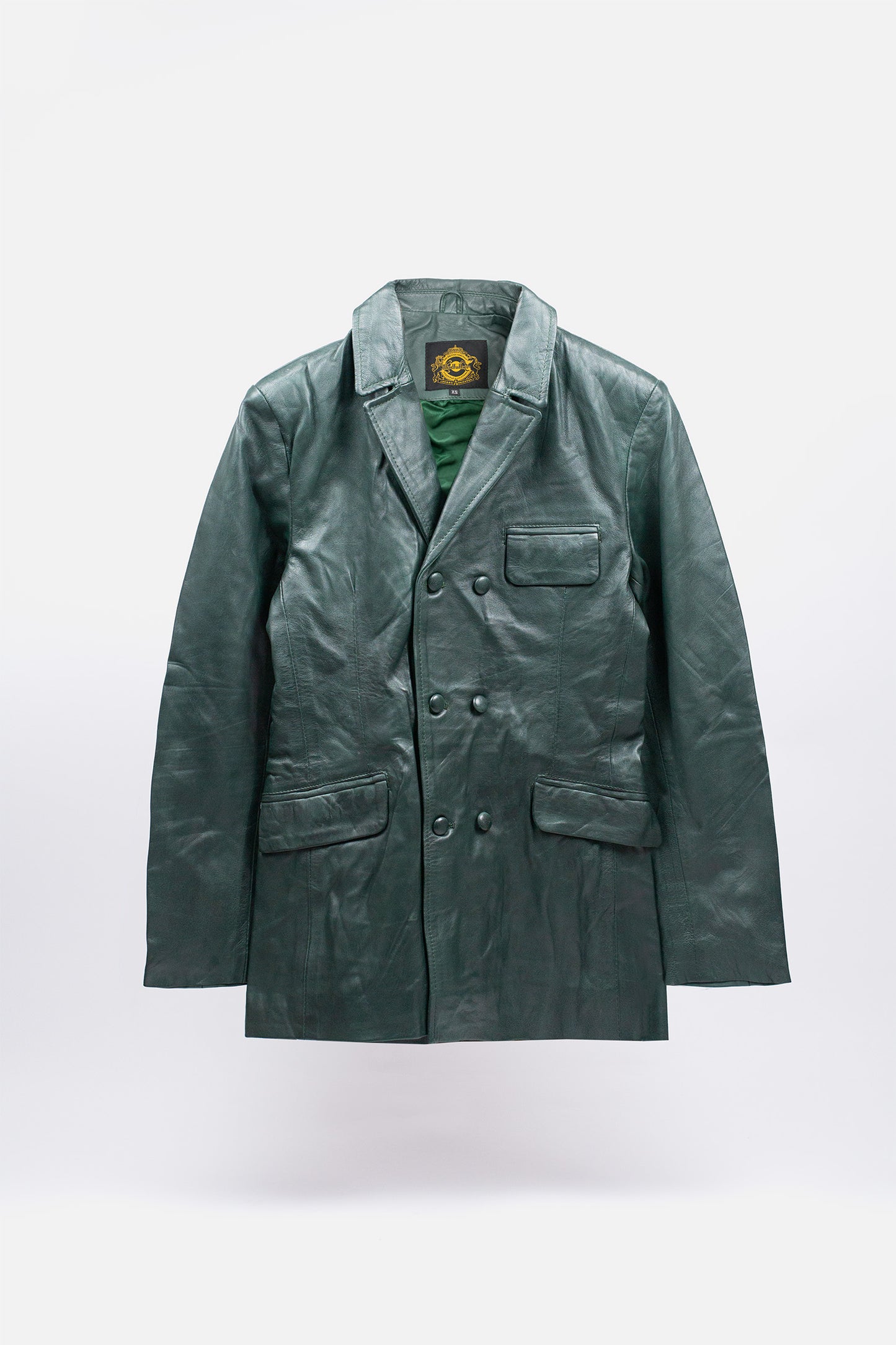 Men's Double Breasted Green - Leather Jacket