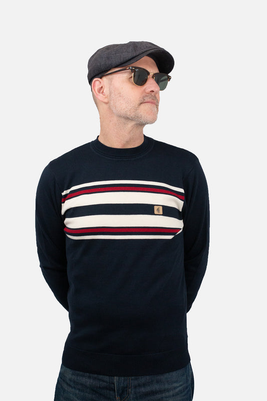 Vintage Liam Navy - Crew Neck Knit