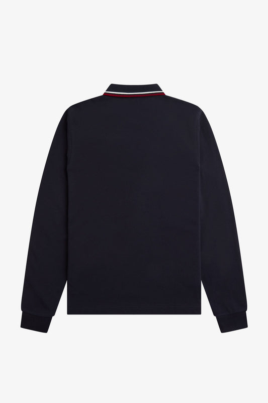M3636 Navy / Snow White / Burnt Red - L/S Polo