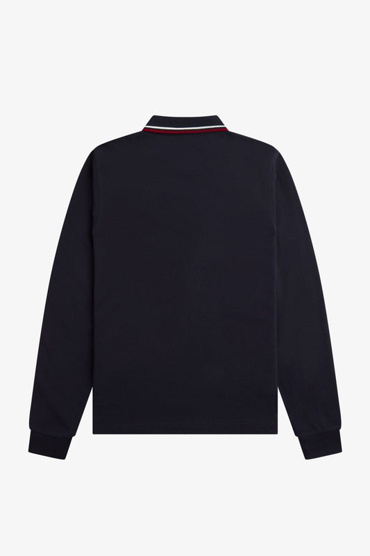 M3636 Navy / Snow White / Burnt Red - L/S Polo
