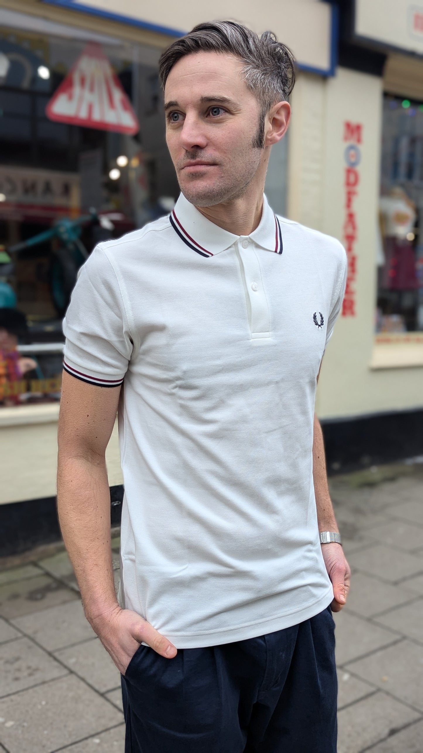 M3600 Snow White / Burnt Red / Navy - Polo