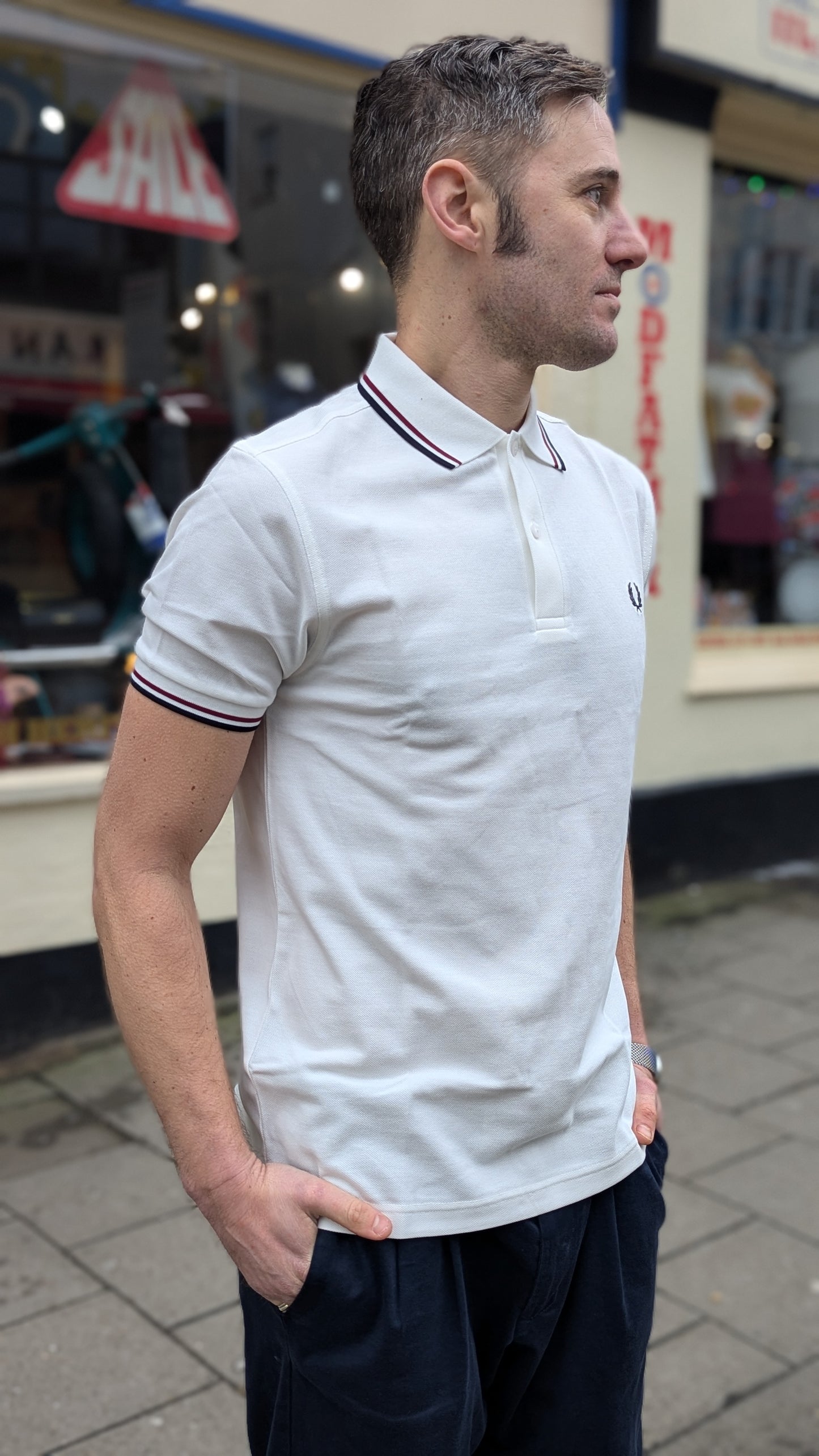 M3600 Snow White / Burnt Red / Navy - Polo