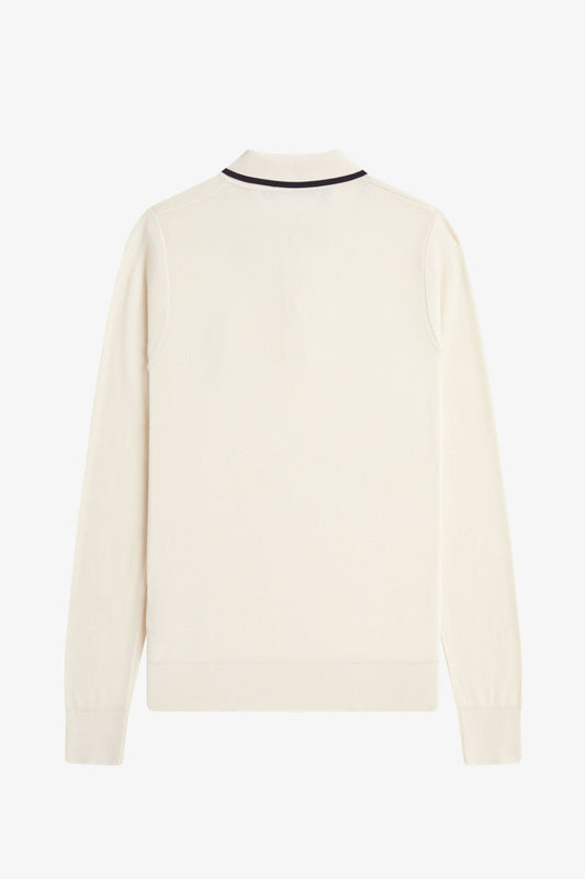 K1135 Ecru Ribbed Knitted LS - Polo