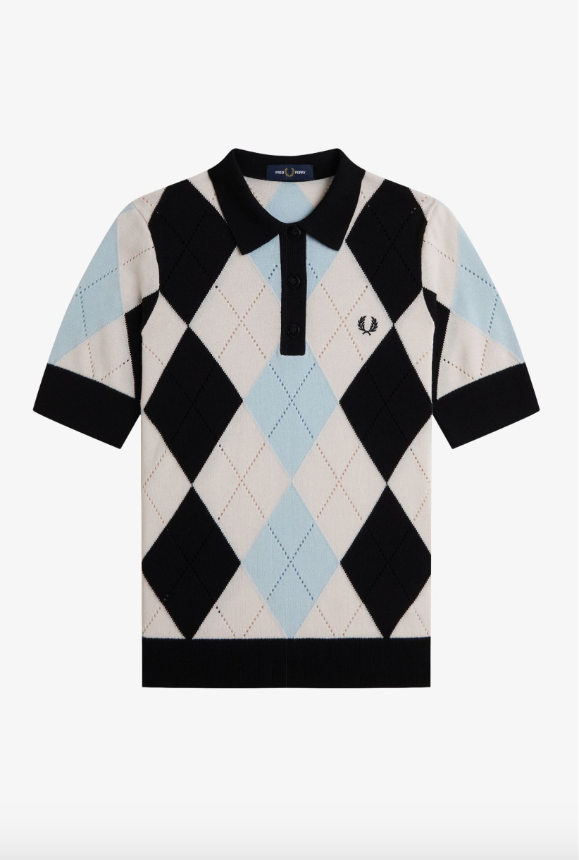 K1116 Argyle Pointelle Silky Peach - Knitted Polo