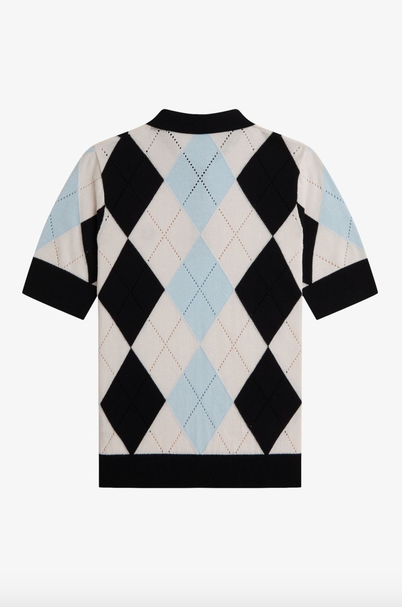 K1116 Argyle Pointelle Silky Peach - Knitted Polo