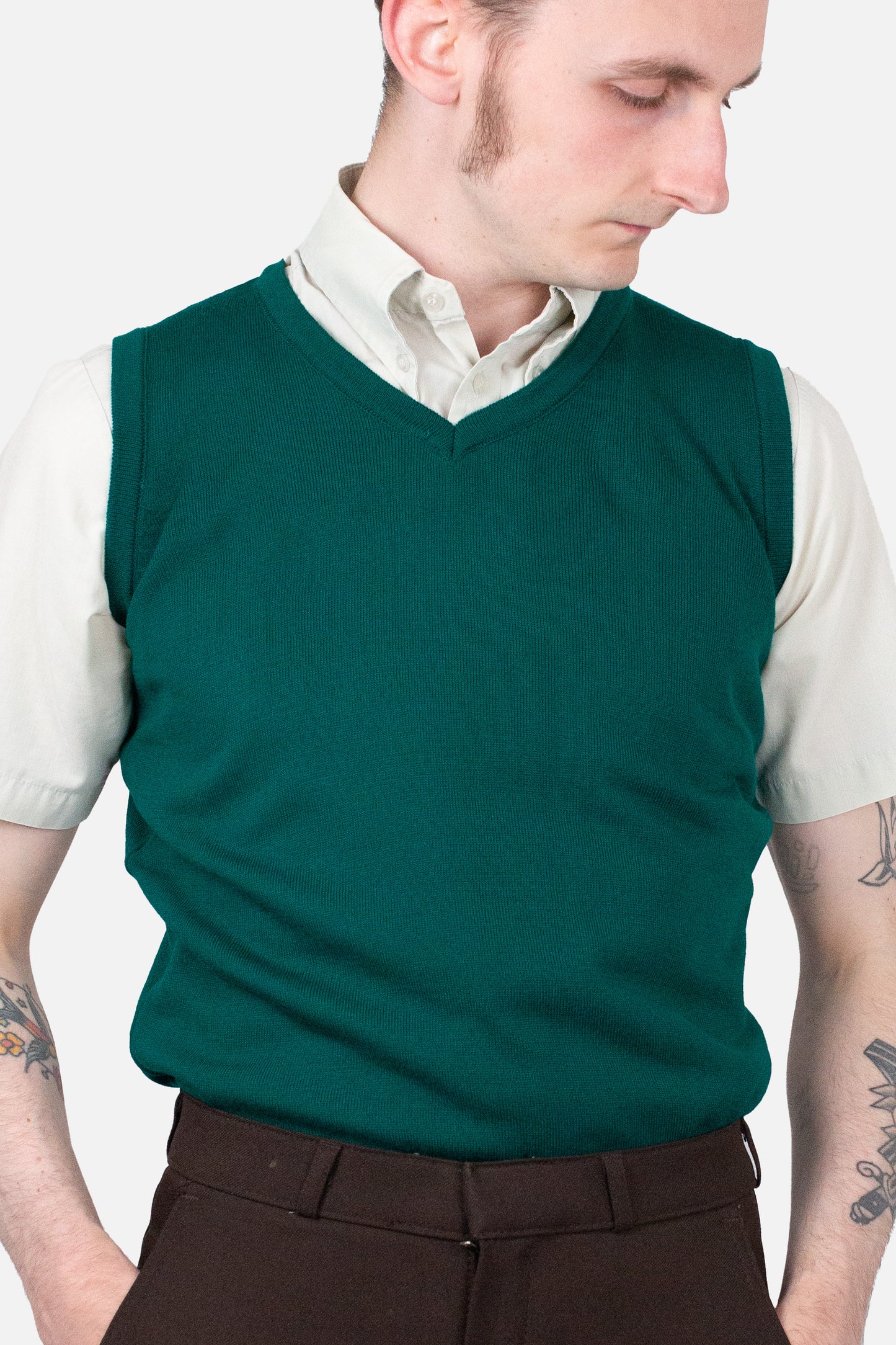 Knitted Bottle-Green - Tank Top
