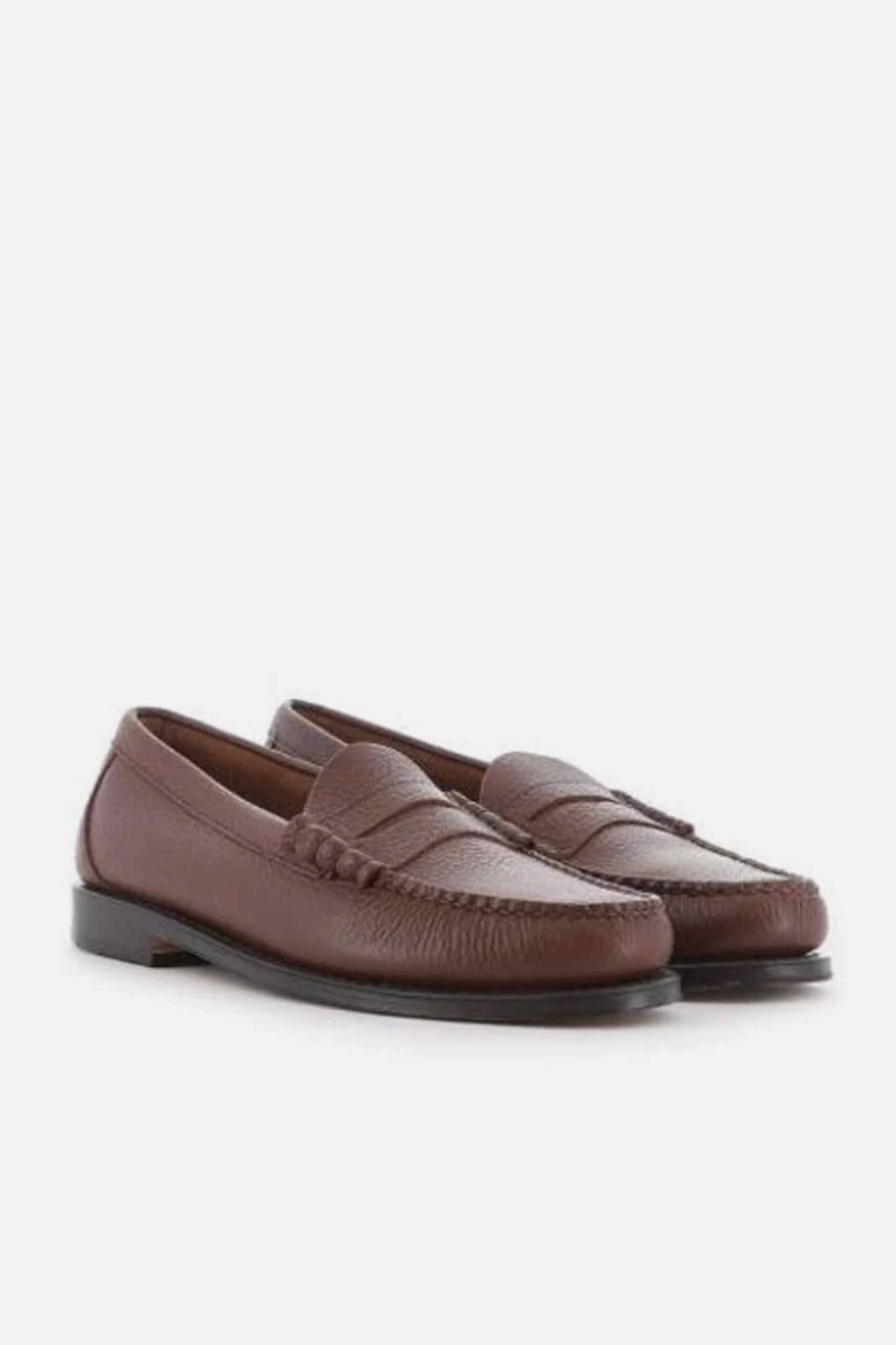 Larson Textured Leather Mid Brown - Penny Loafer