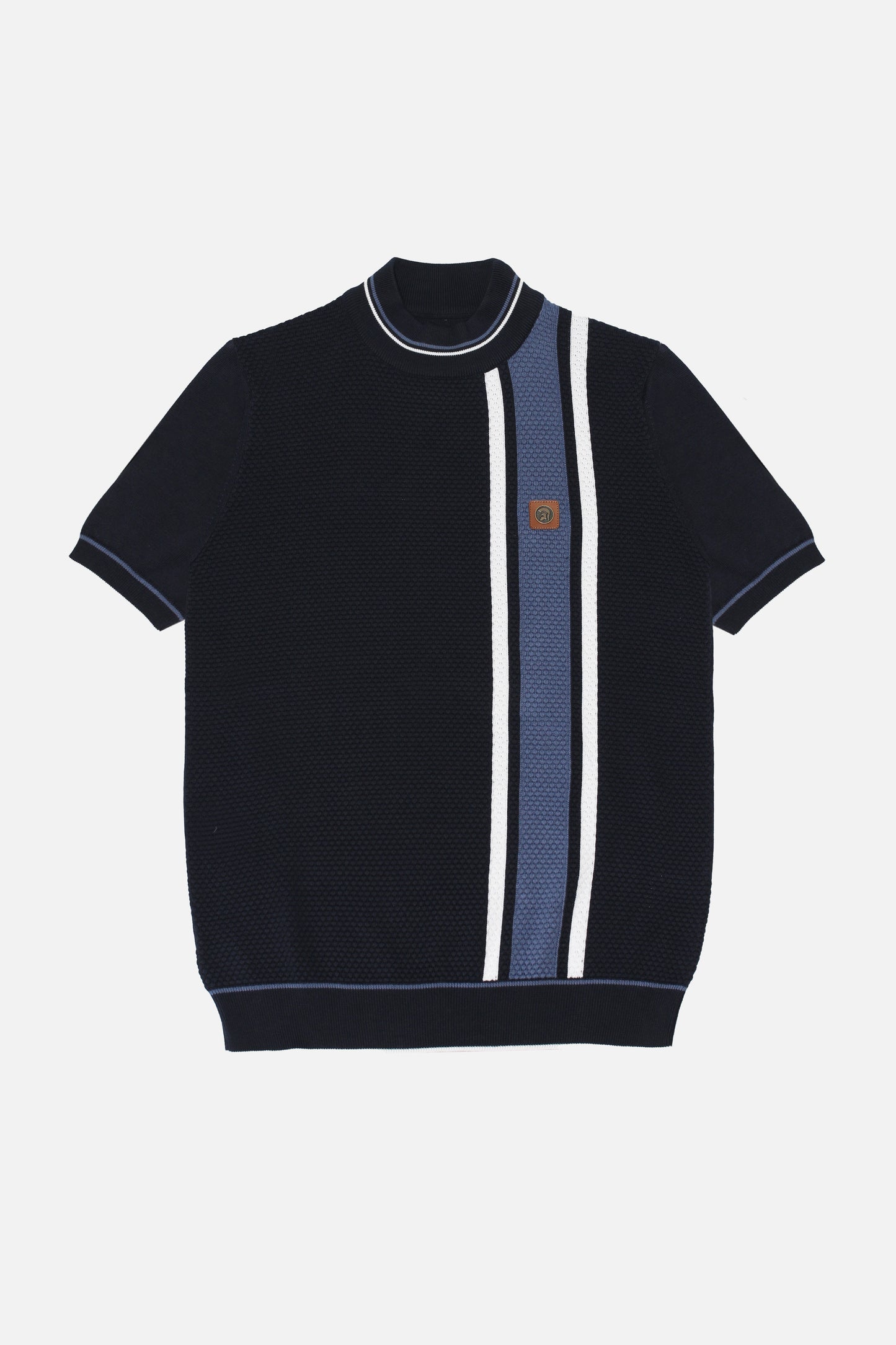 Textured Stripe Navy - Turtle Neck