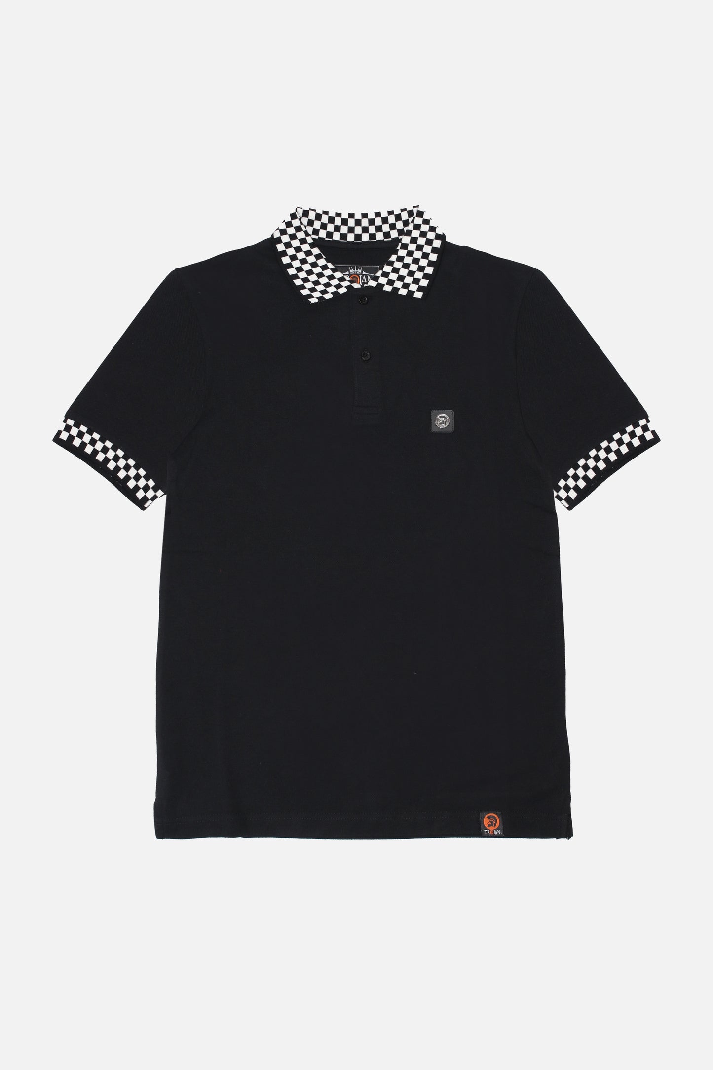 TR/1051 Chequerboard Trim Pique Black - Polo