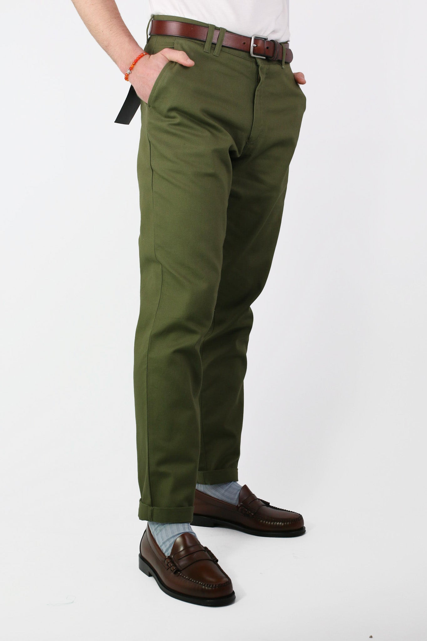 Norwood Regular Fit Cotton Hopsack Olive Green - Trousers