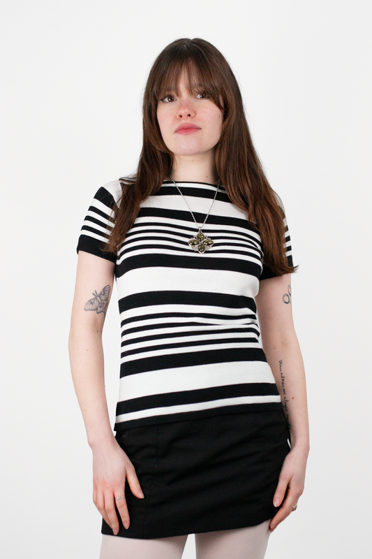 Jean White / Black Stripe - Knit