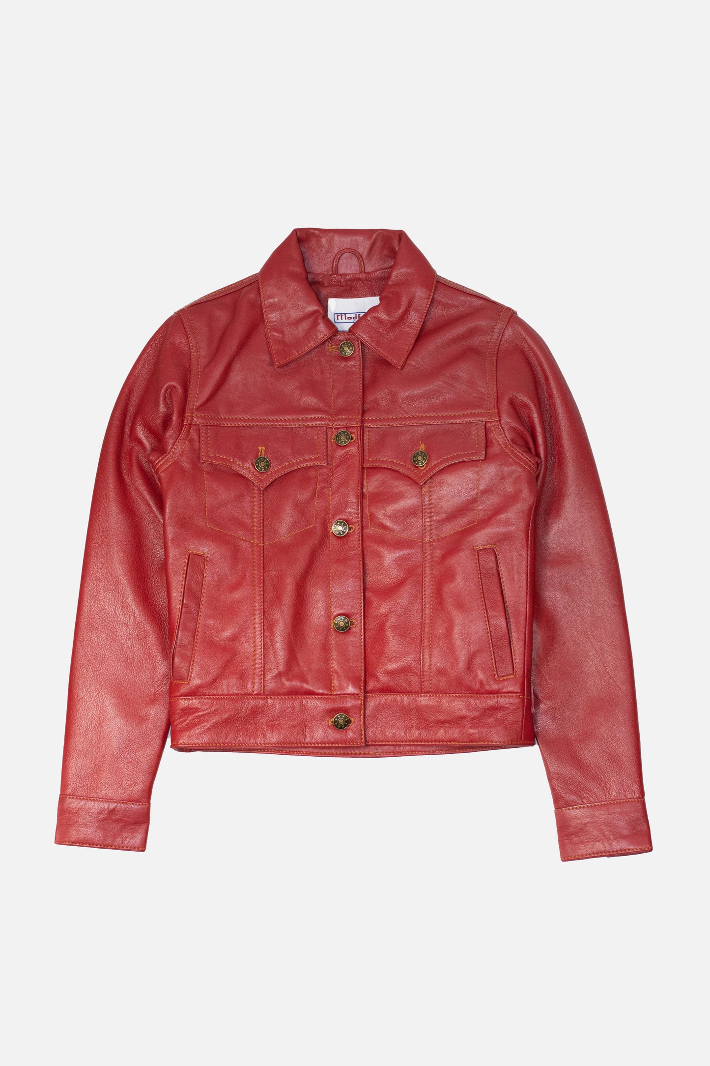 Women's Leather Burgundy - Trucker Jacket