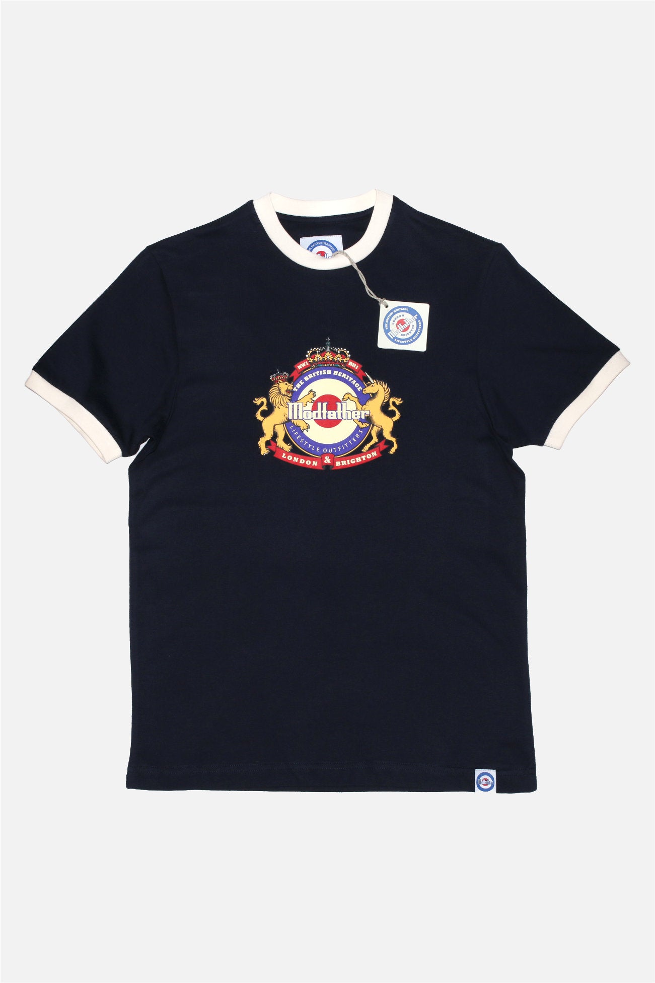 Crest Logo Navy Ringer - T-Shirt