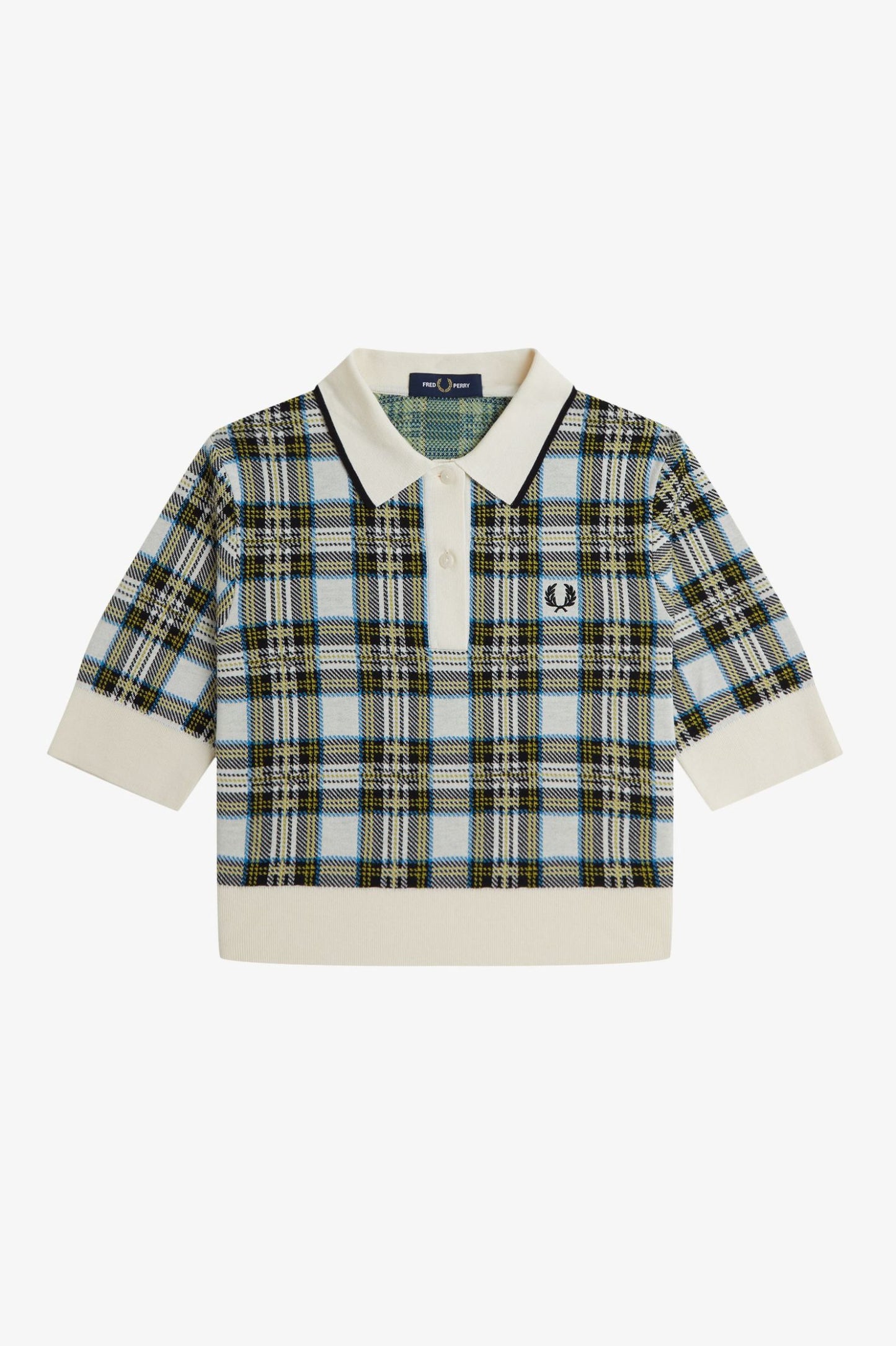 K1108 Tartan Multi / Ecru - Knitted Polo