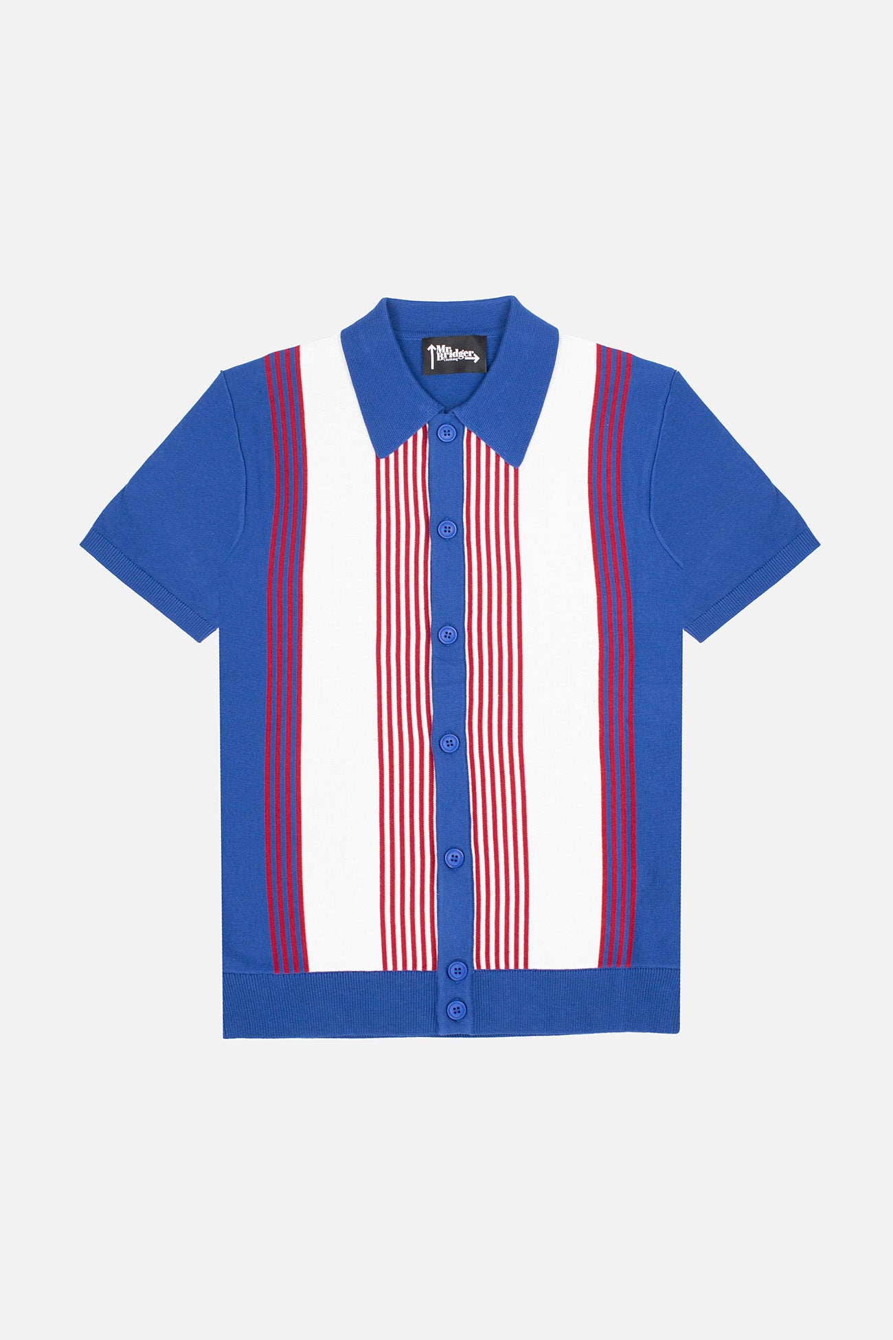 'Paulie' Stripe Button Through Pacific - Knit
