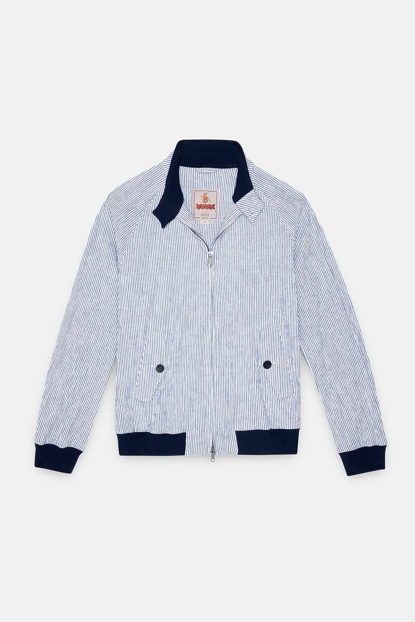 G9 Modern Classic Seersucker Blue White - Harrington Jackets